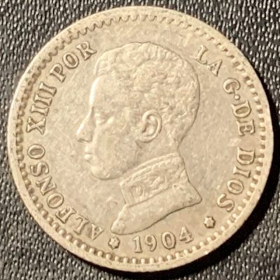 紫瑗钱币——第313期拍卖 - 西班牙 1904年 阿方索十三世 少年头 50分 2.5克 0.835银
