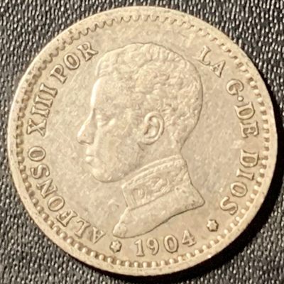 紫瑗钱币——第313期拍卖 - 西班牙 1904年 阿方索十三世 少年头 50分 2.5克 0.835银