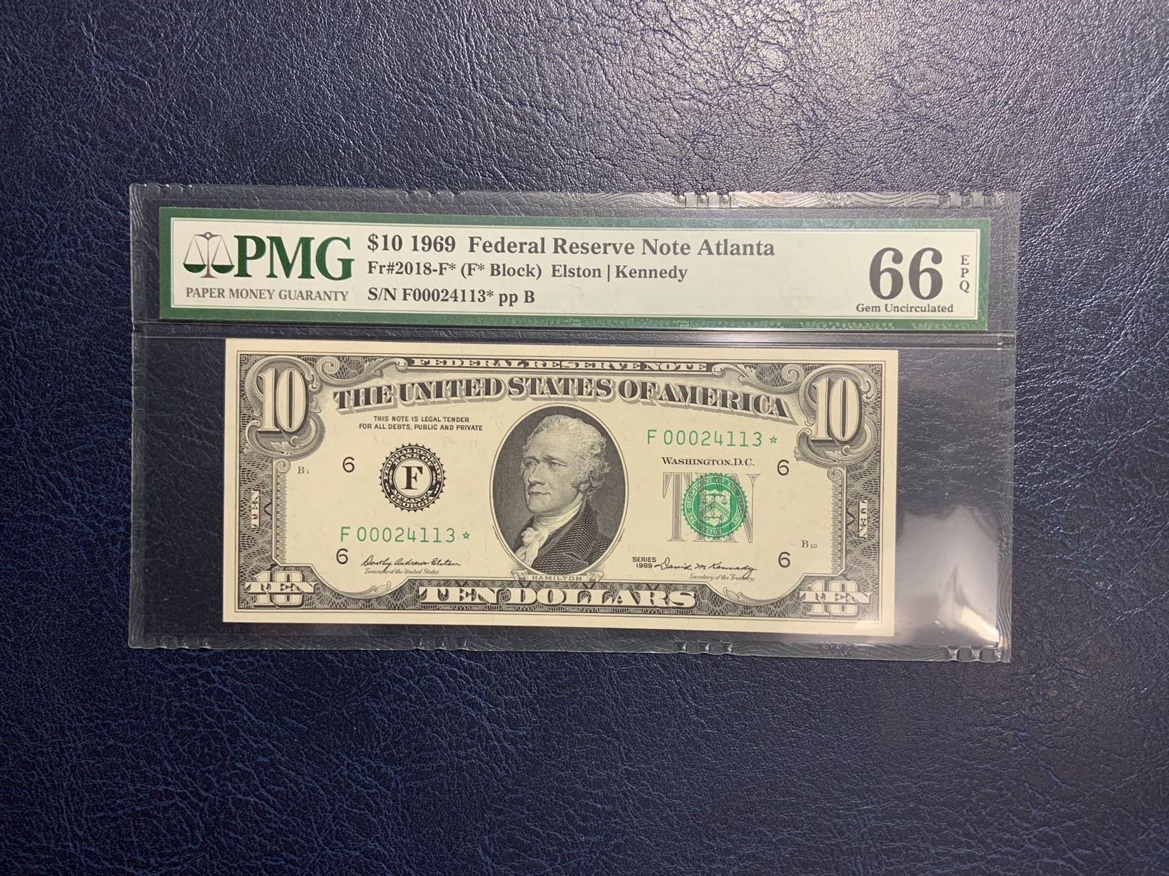 收藏联盟Quantum Auction 第294期拍卖 巴哈马彩背女王珍品 美国联邦储备券1969年10元 PMG66  星补号