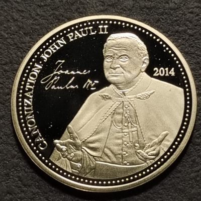 0起1加-纯粹捡漏拍-243双节炸场包邮连拍第七场双节疯狂的最后一夜 - 【少见】萨摩亚2014年1元教皇约翰保罗二世精制纪念银币-量5000