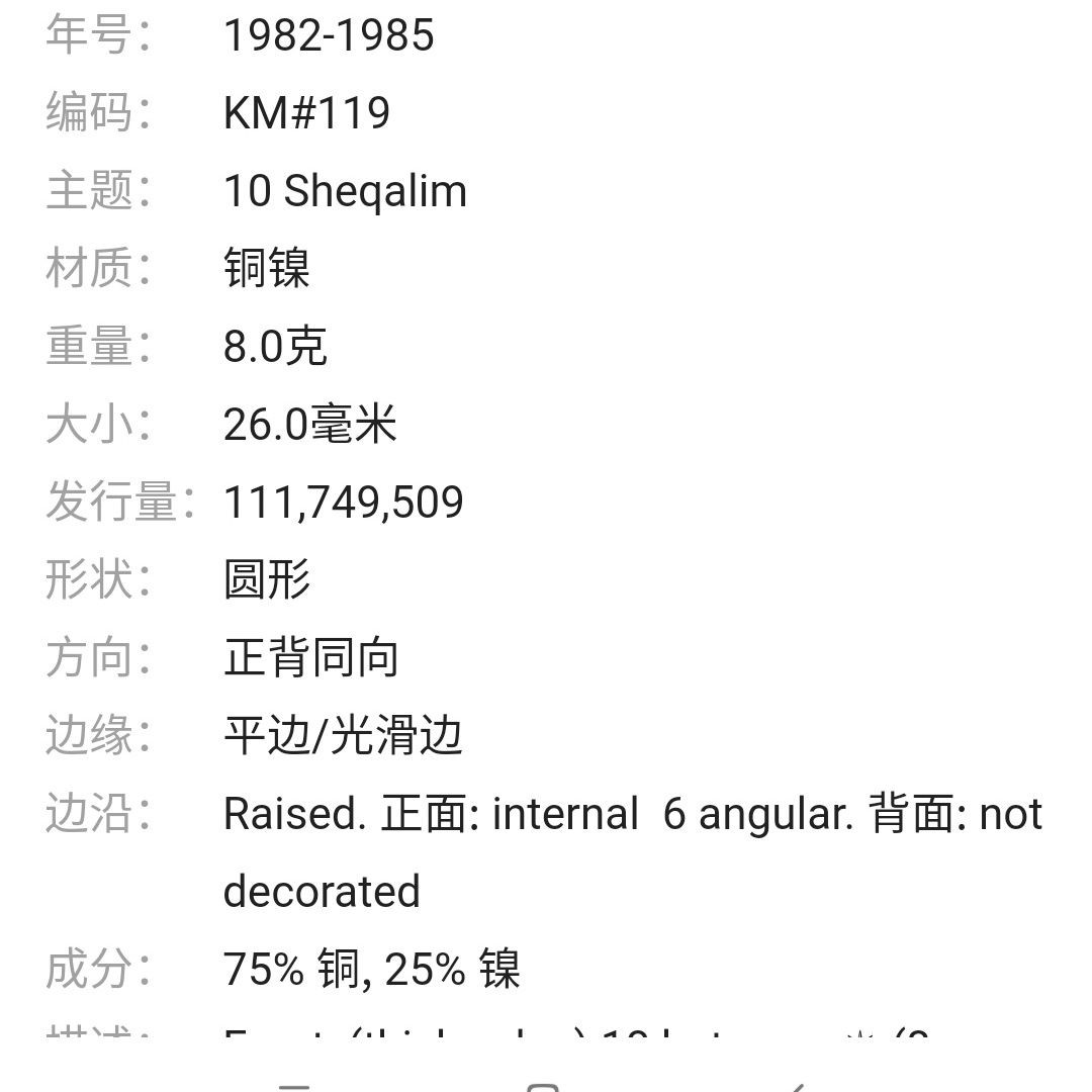 231003专场 以色列10谢克尔 26mm镍币年份随机亚洲外币硬币钱币收藏111703