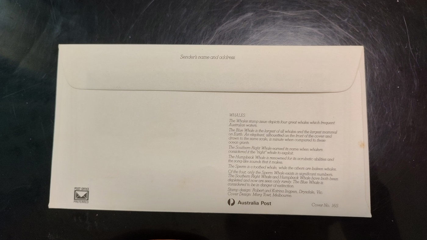 一月邮币社第四期拍卖国际邮票专场 1982年澳大利亚鲸鱼套票首日封