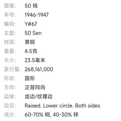 240126 日本硬币50钱一组5枚 凤凰 年份随机 铜23.5mm
