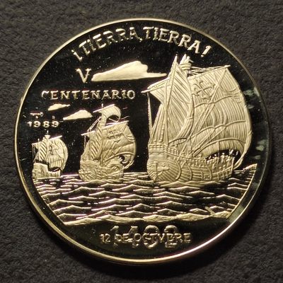 0起1加-纯粹捡漏拍-243双节炸场包邮连拍第七场双节疯狂的最后一夜 - 【少见】古巴1989年10比索发现美洲500周年系列10月12日发现巴哈马精制纪念银币-量3145