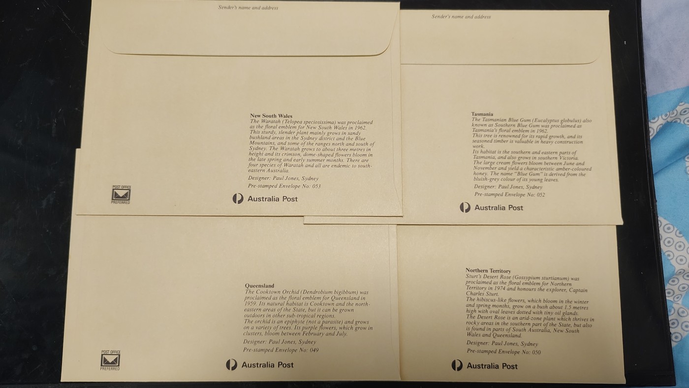 一月邮币社第四期拍卖国际邮票专场 1982年澳大利亚花朵首日封4枚