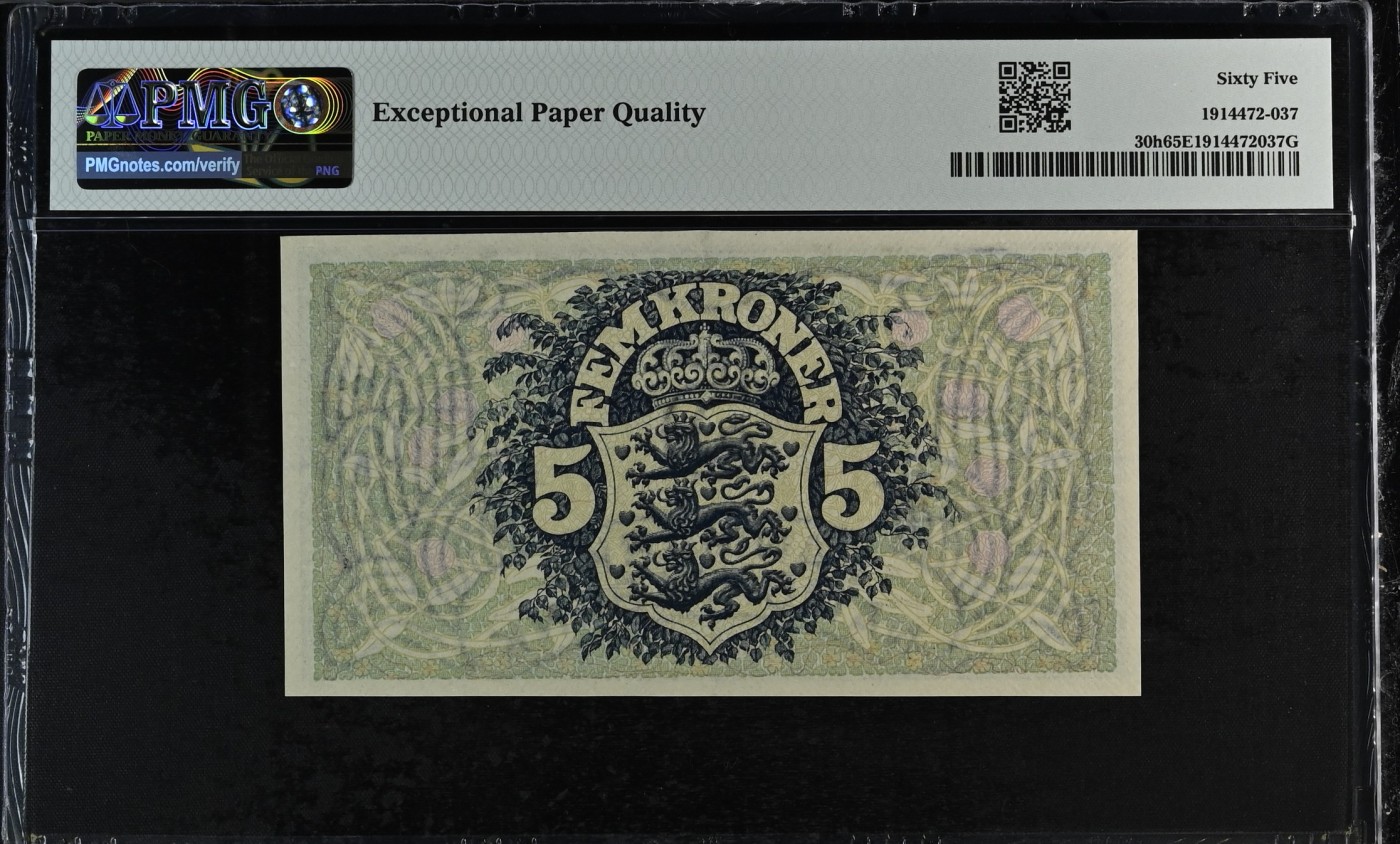 收藏联盟Quantum Auction 第294期拍卖 巴哈马彩背女王珍品 丹麦国家银行1942年5克朗 PMG65  仅仅一张更高分 高分稀少