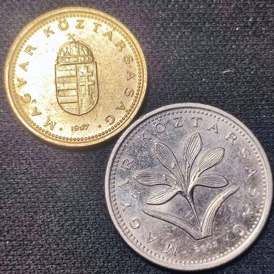 20240704 保真外币 匈牙利硬币1、2福林一组2枚,年份随机发