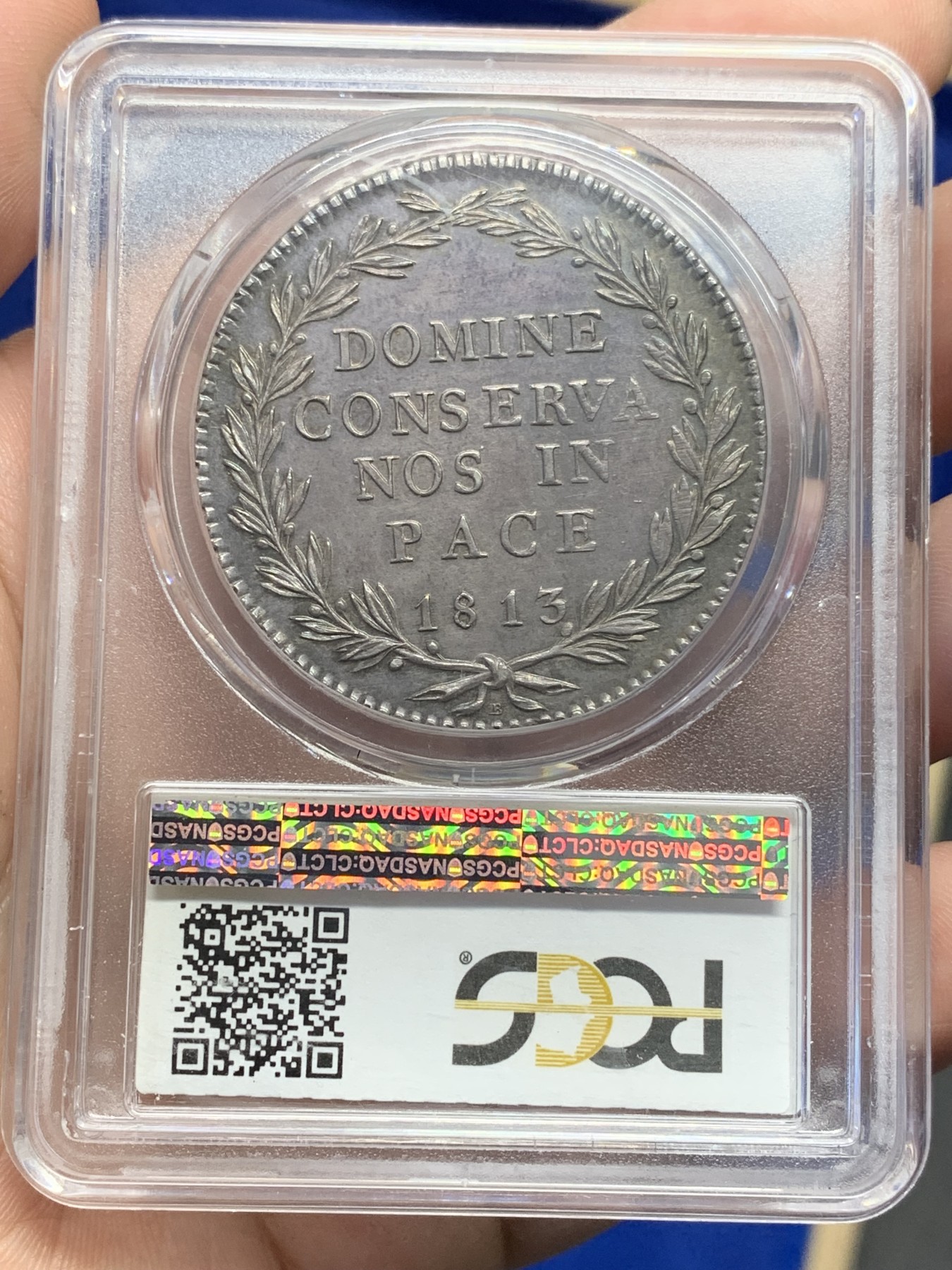 欢迎参加《竞宝斋》为国而庆 老张自藏专场 ，定制纪念章相赠 PCGS MS62 瑞士 1813年 苏黎世 40巴增 大银币 双面深彩包浆 状态难得