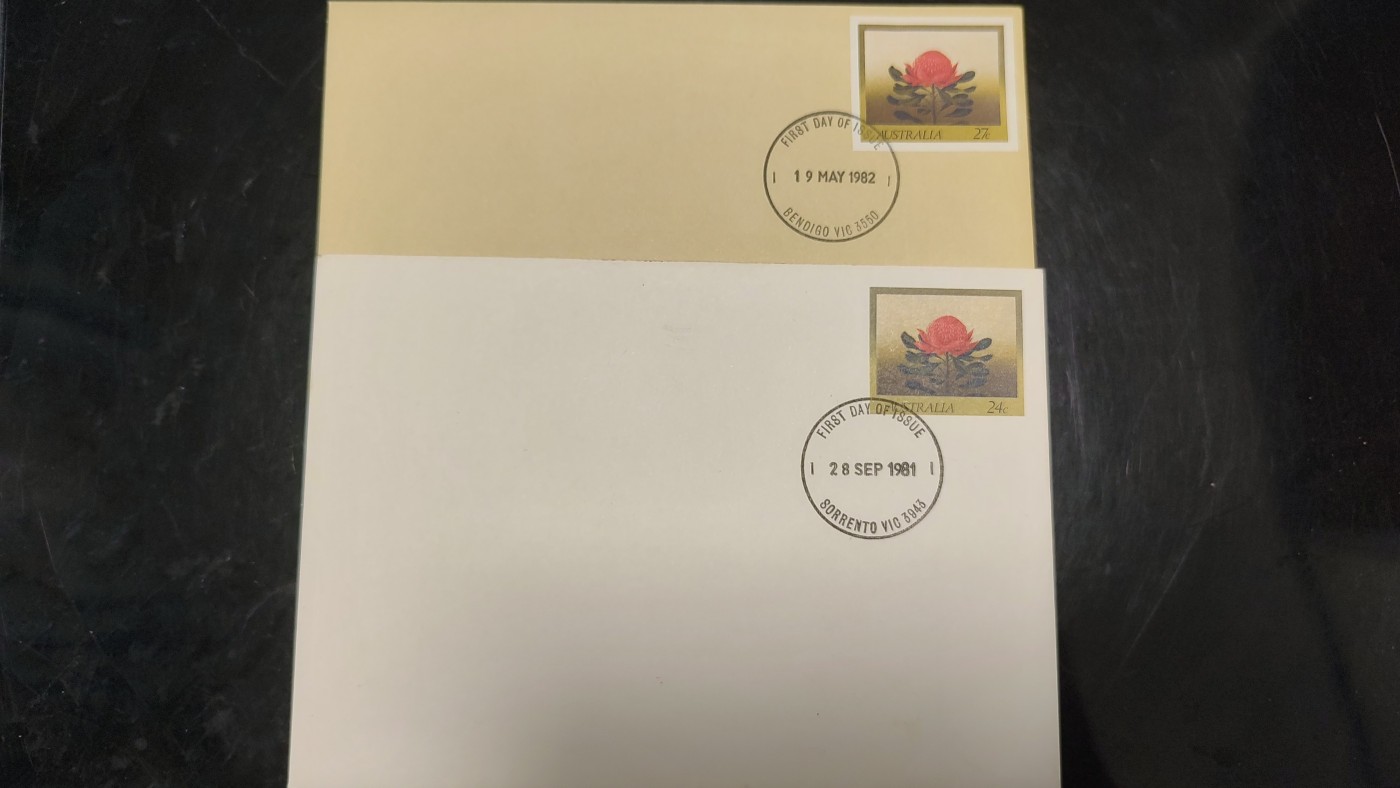 一月邮币社第四期拍卖国际邮票专场 同花不同色澳大利亚首日封一对