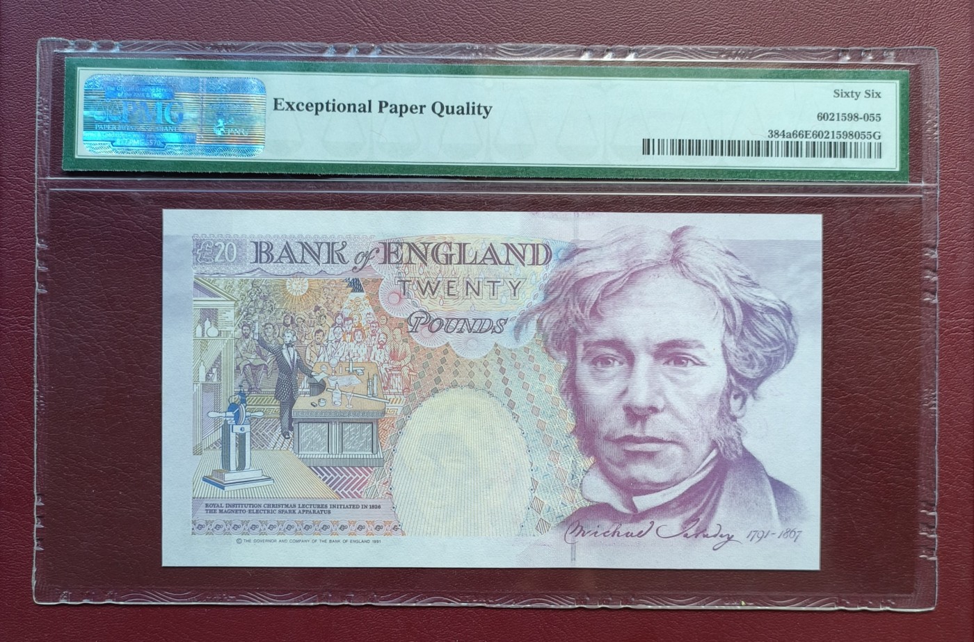 乐淘淘纸币粉丝返利场 第22期 本店粉丝每张纸币返利五元！ 【B65 315712】英国1991年纸币 20镑 女王钞 PMG66EPQ