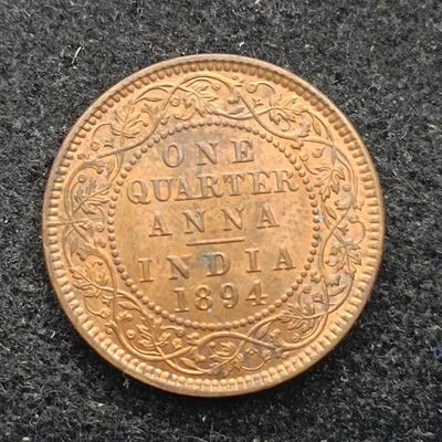 【淘币小摊】第一百八十五拍 散币场 中秋国庆七连拍 节后发货   满百包邮 - 印度1894年维多利亚1/4安娜铜币