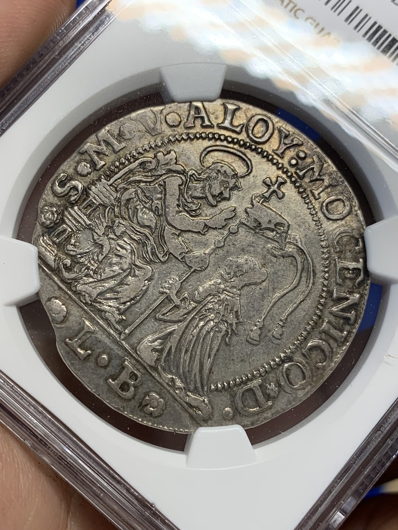 欢迎参加《竞宝斋》为国而庆 老张自藏专场 ，定制纪念章相赠 NGC AU 意大利 威尼斯 1774-1775年 飞狮大银币 稀少品种 包浆底光都非常好