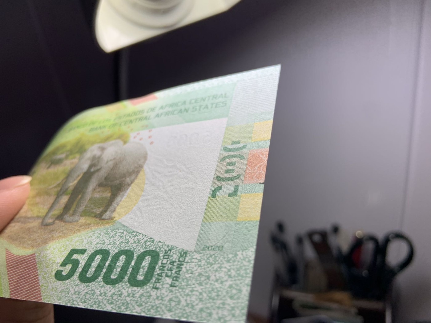 收藏联盟Quantum Auction 第294期拍卖 巴哈马彩背女王珍品 中非共同体2020年5000法郎 品相UNC- 边缘一个0.1毫米的轻微裂口