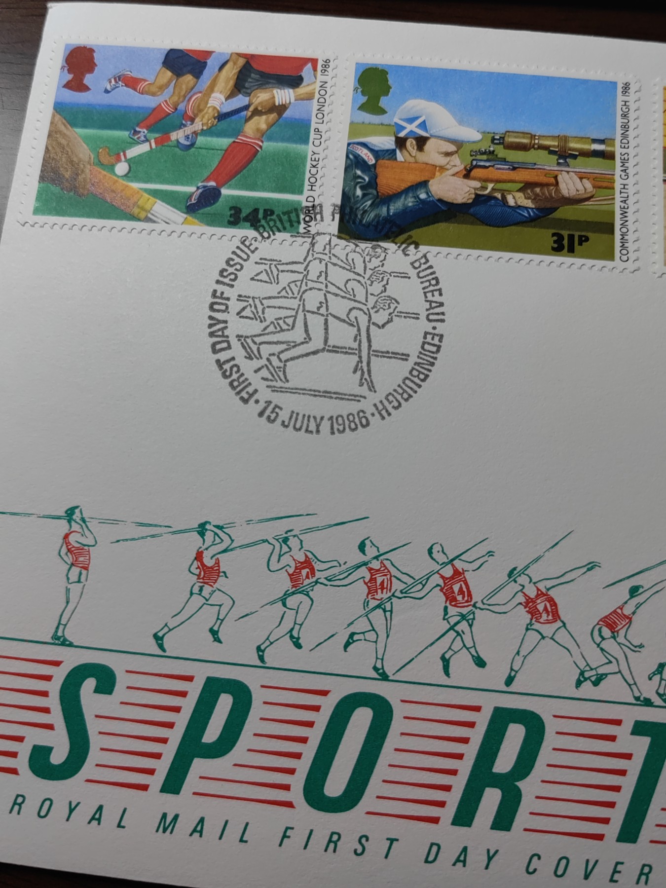 外国邮品精品专场（秒杀）第①②场 英国首日封 1986年 英联邦运动会 射击 举重 短跑 （实寄）
