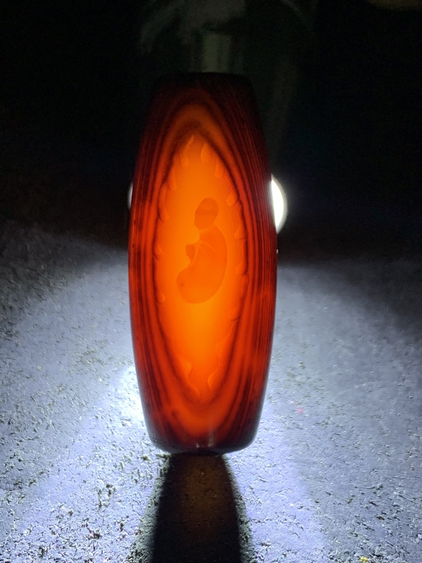 药师玛瑙手工雕刻一心向佛随形桶珠一颗