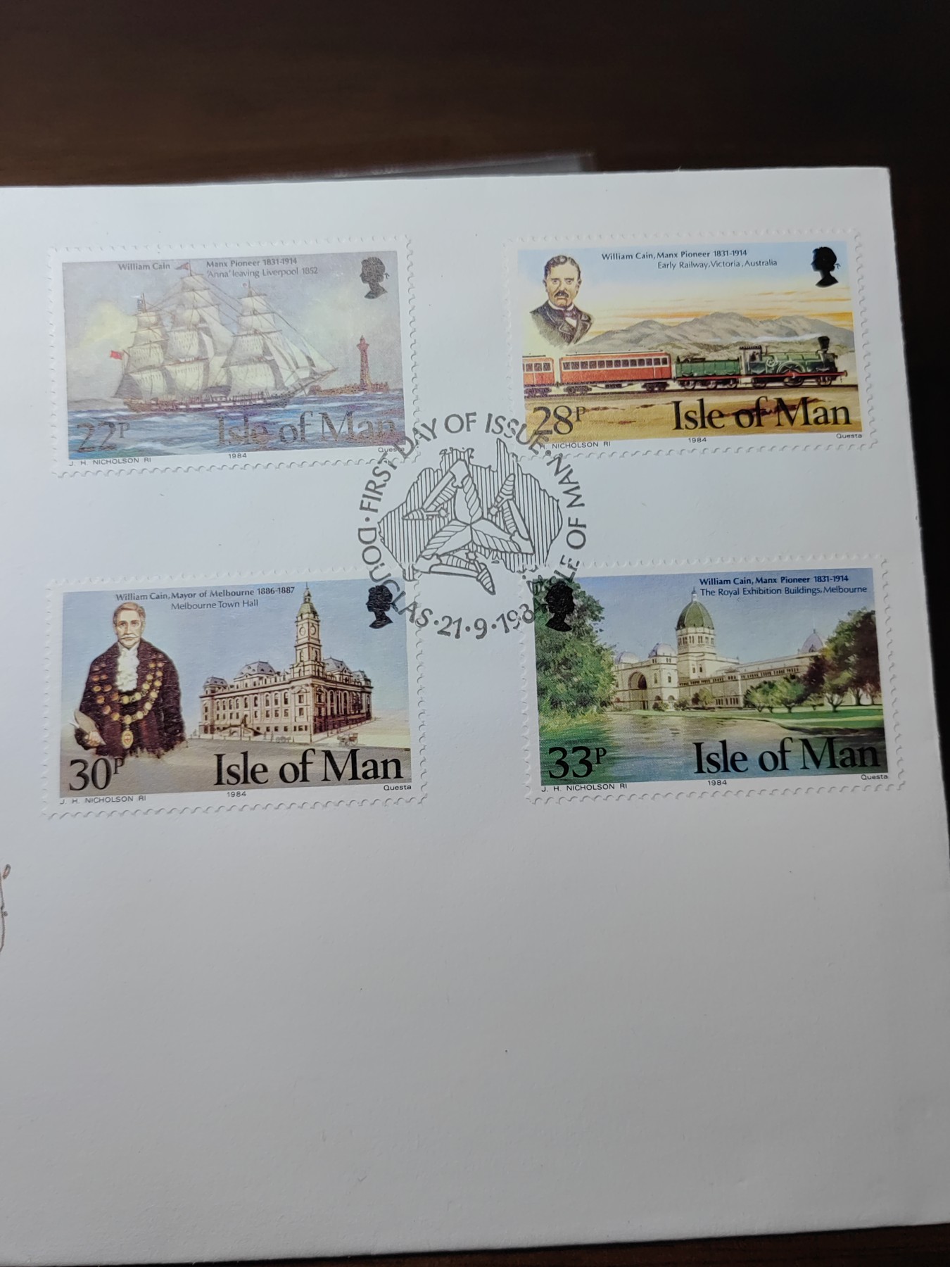 外国邮品精品专场（秒杀）第①②场 马恩岛1984 威廉·凯恩，墨尔本市长纪念首日封（原装封）