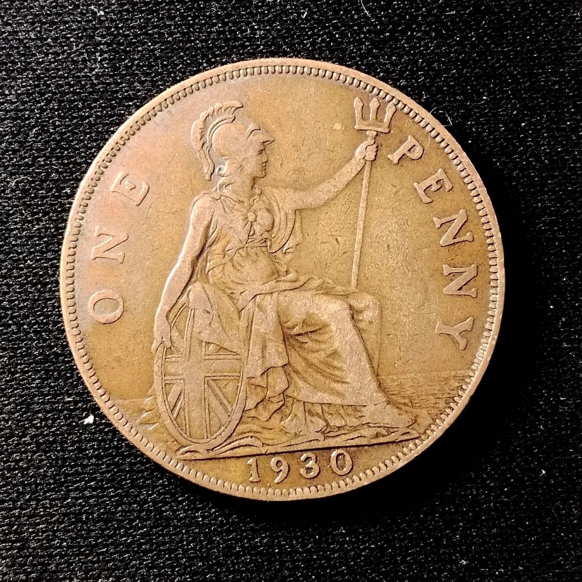 231004专场 英国1便士1930年乔治五世30.8mm铜币欧洲外国大硬币钱币外币4702