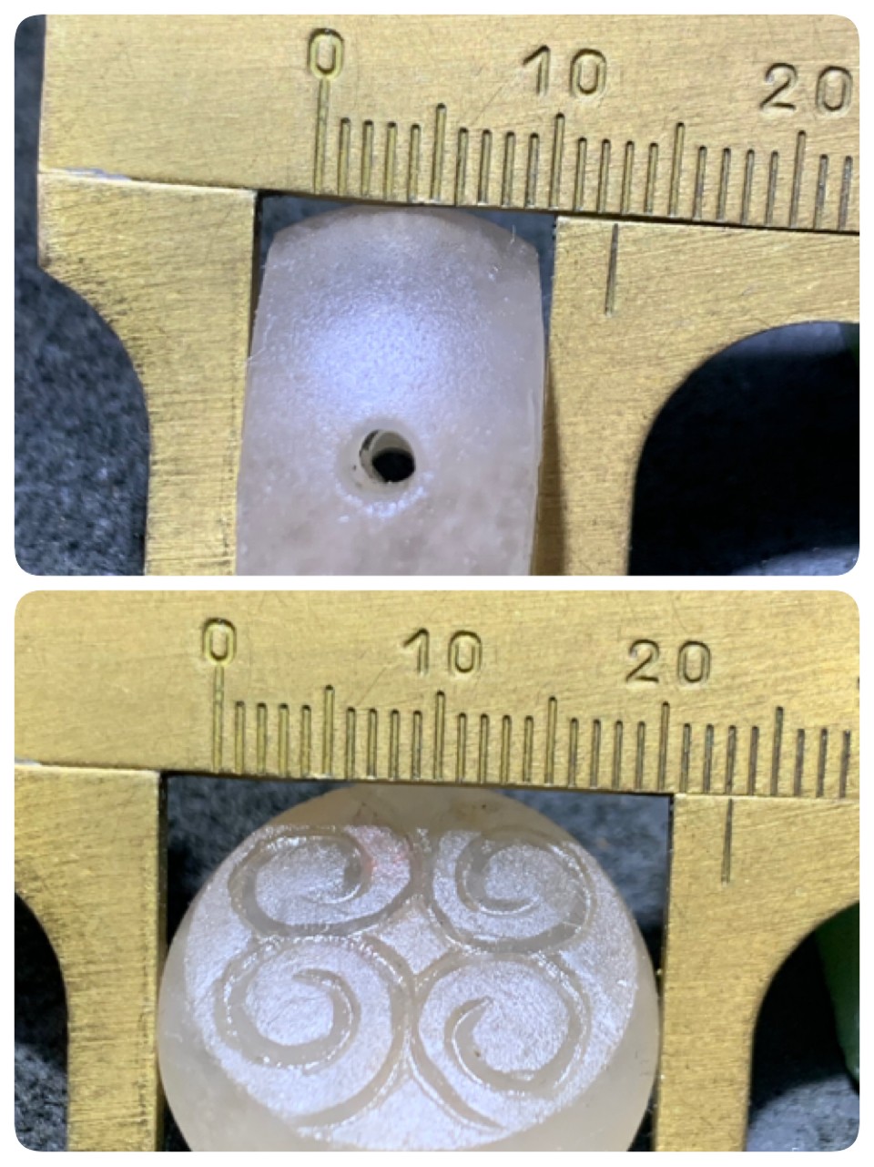 精美满冰亚光战国红玛瑙手工雕刻回纹背云（板珠）一个