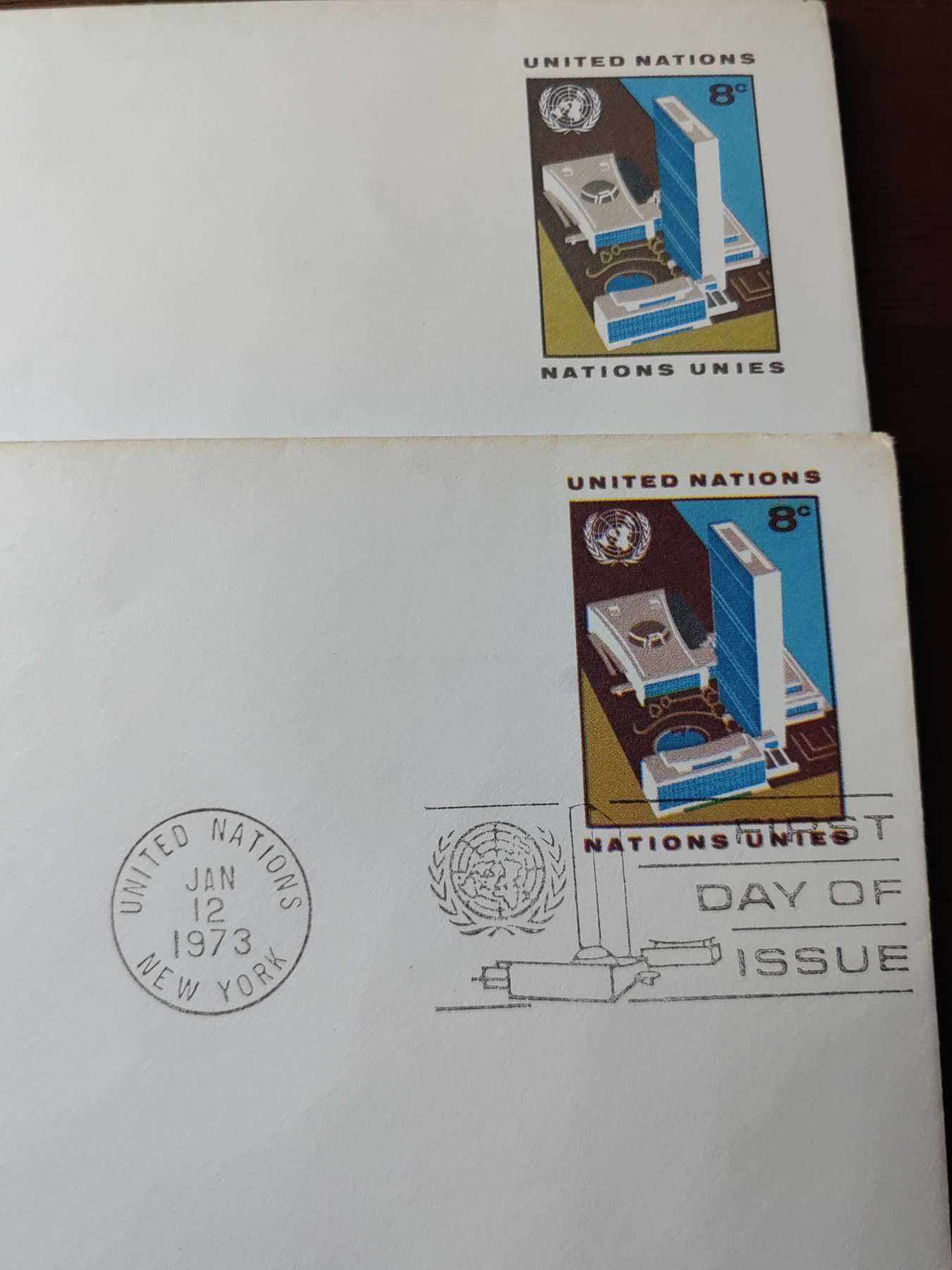 外国邮品精品专场（秒杀）第①②场 70年代联合国长型邮封2件