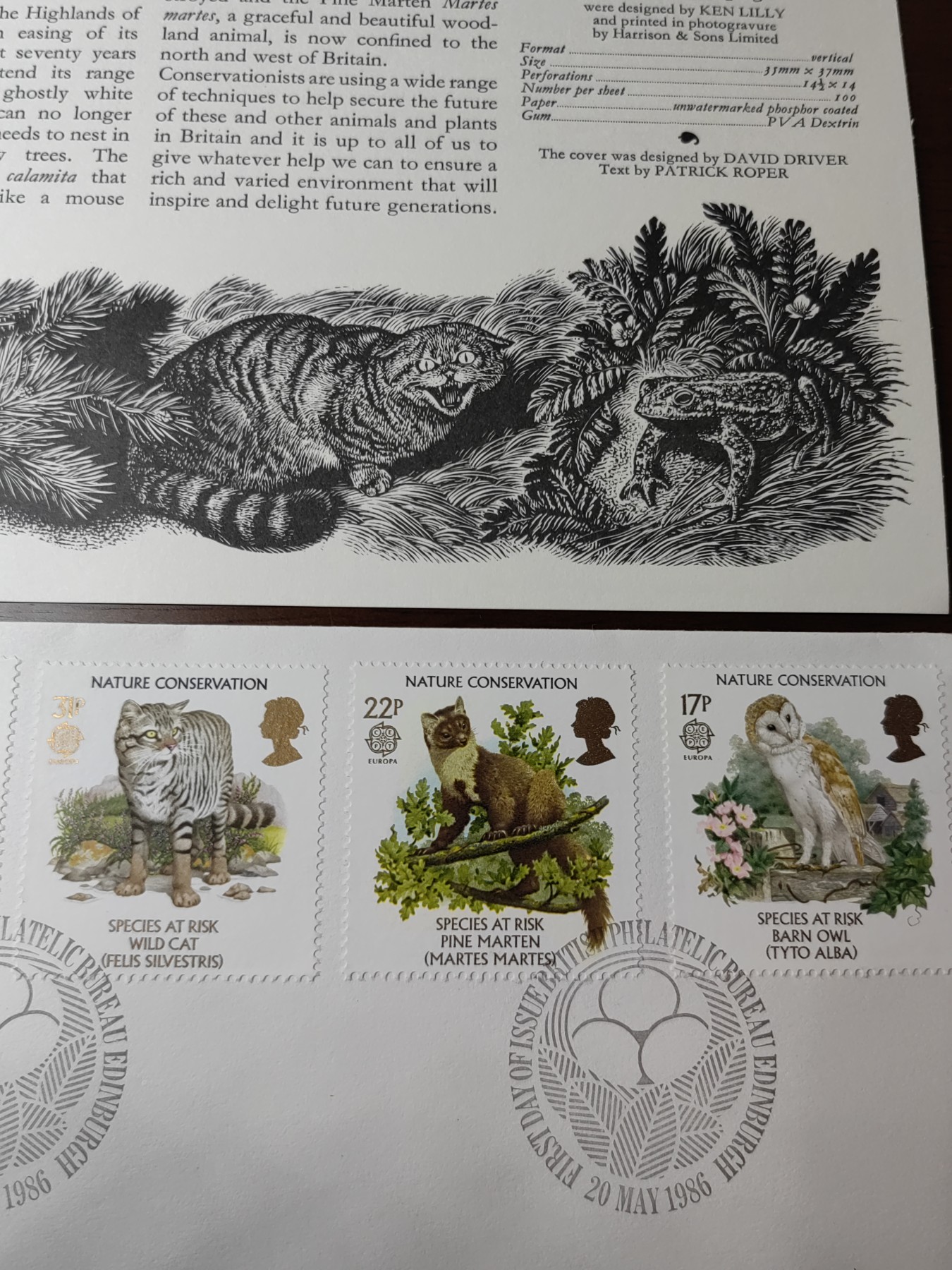 外国邮品精品专场（秒杀）第①②场 英国1986 自然保护濒危物种,仓鸮,松貂,野猫,蟾蜍
