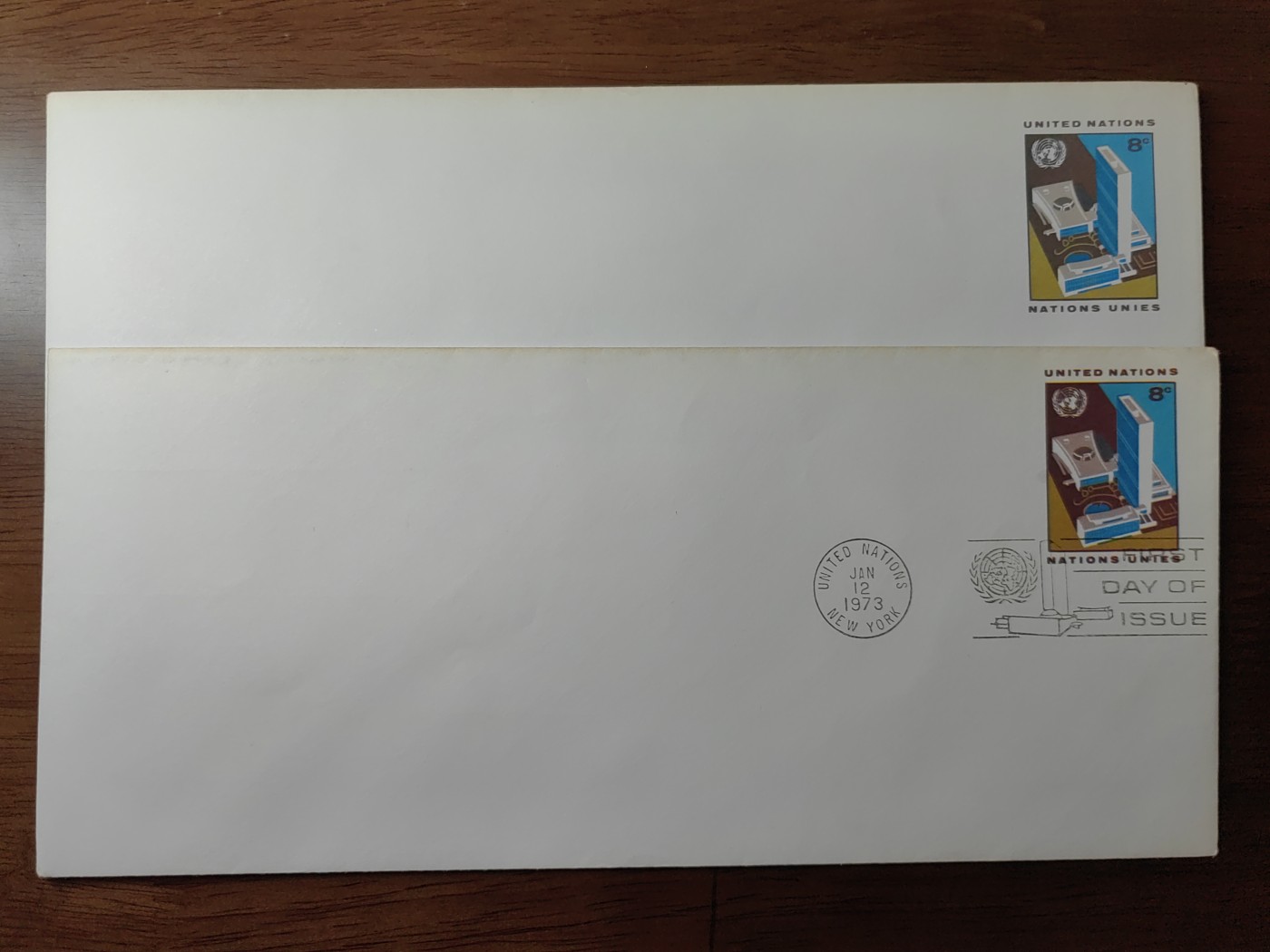 外国邮品精品专场（秒杀）第①②场 70年代联合国长型邮封2件