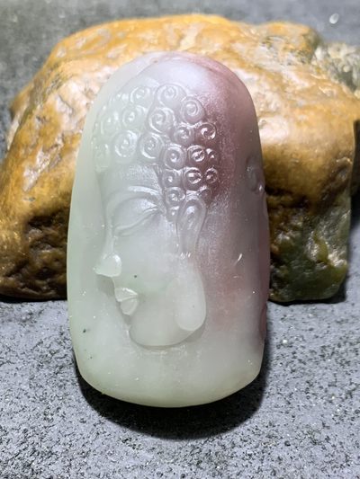 精美亚光紫绿玛瑙手工俏色巧雕一念之间吊坠一个！ - 精美亚光紫绿玛瑙手工俏色巧雕一念之间吊坠一个！
