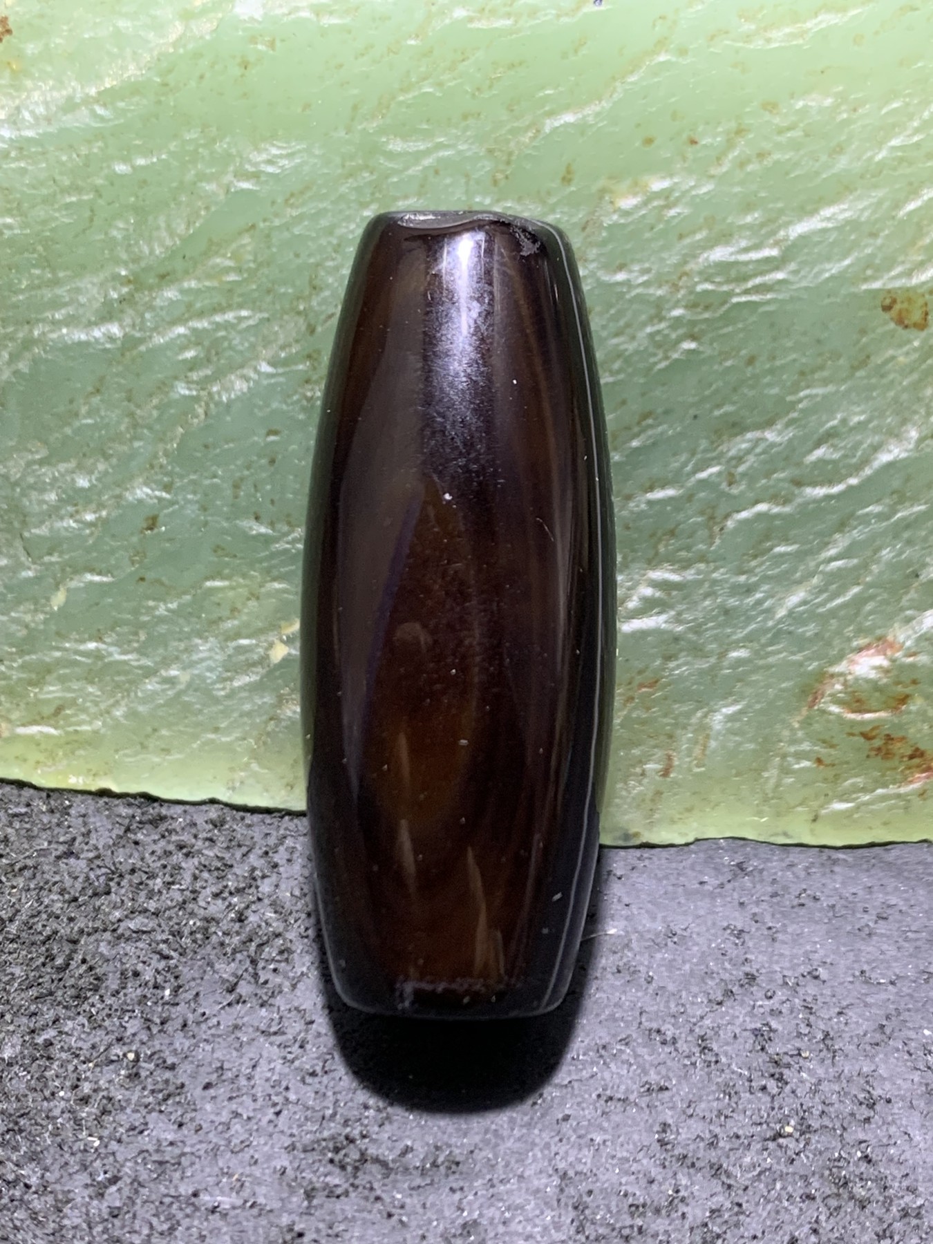 药师玛瑙手工雕刻一心向佛随形桶珠一颗