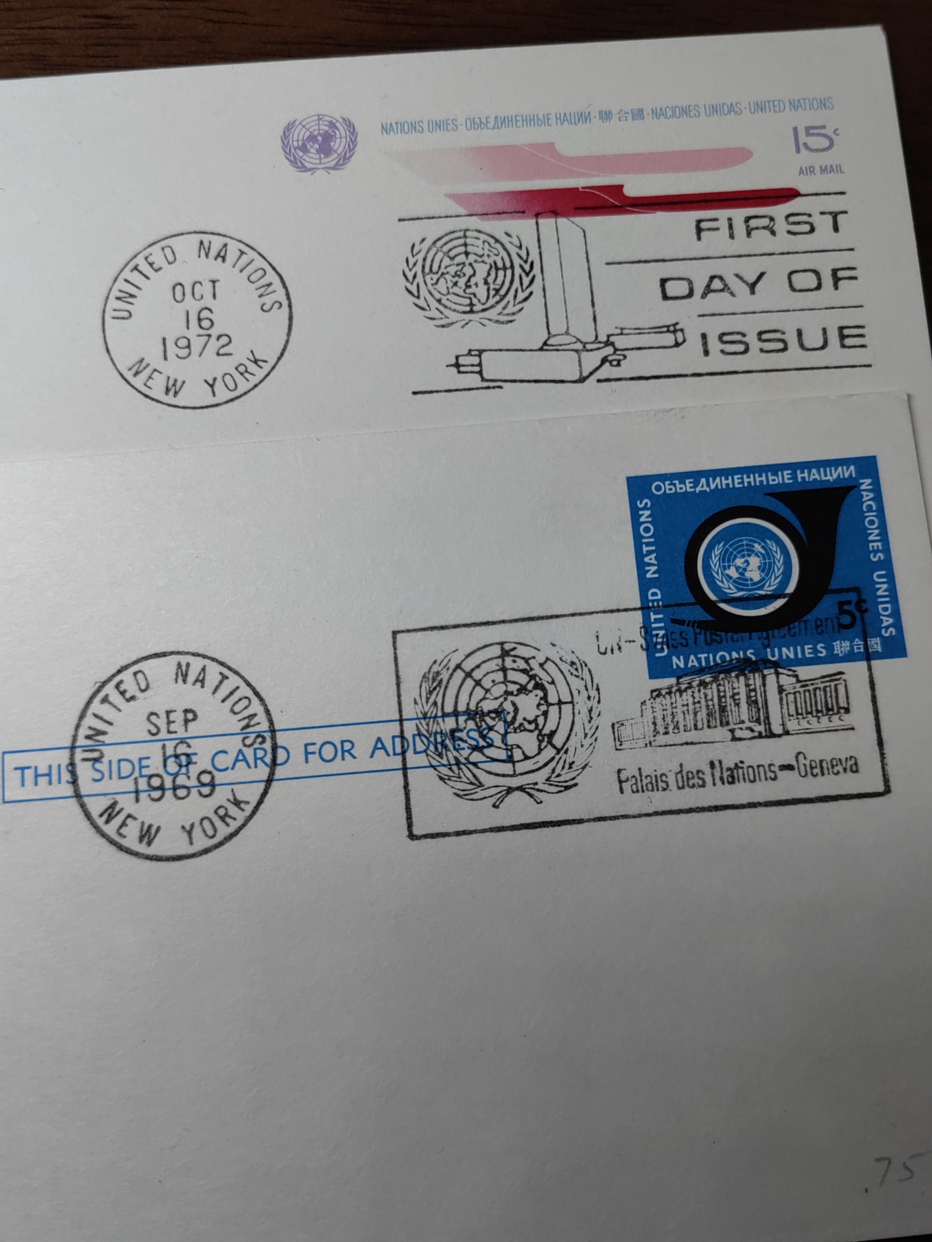 外国邮品精品专场（秒杀）第①②场 联合国老邮戳片2件