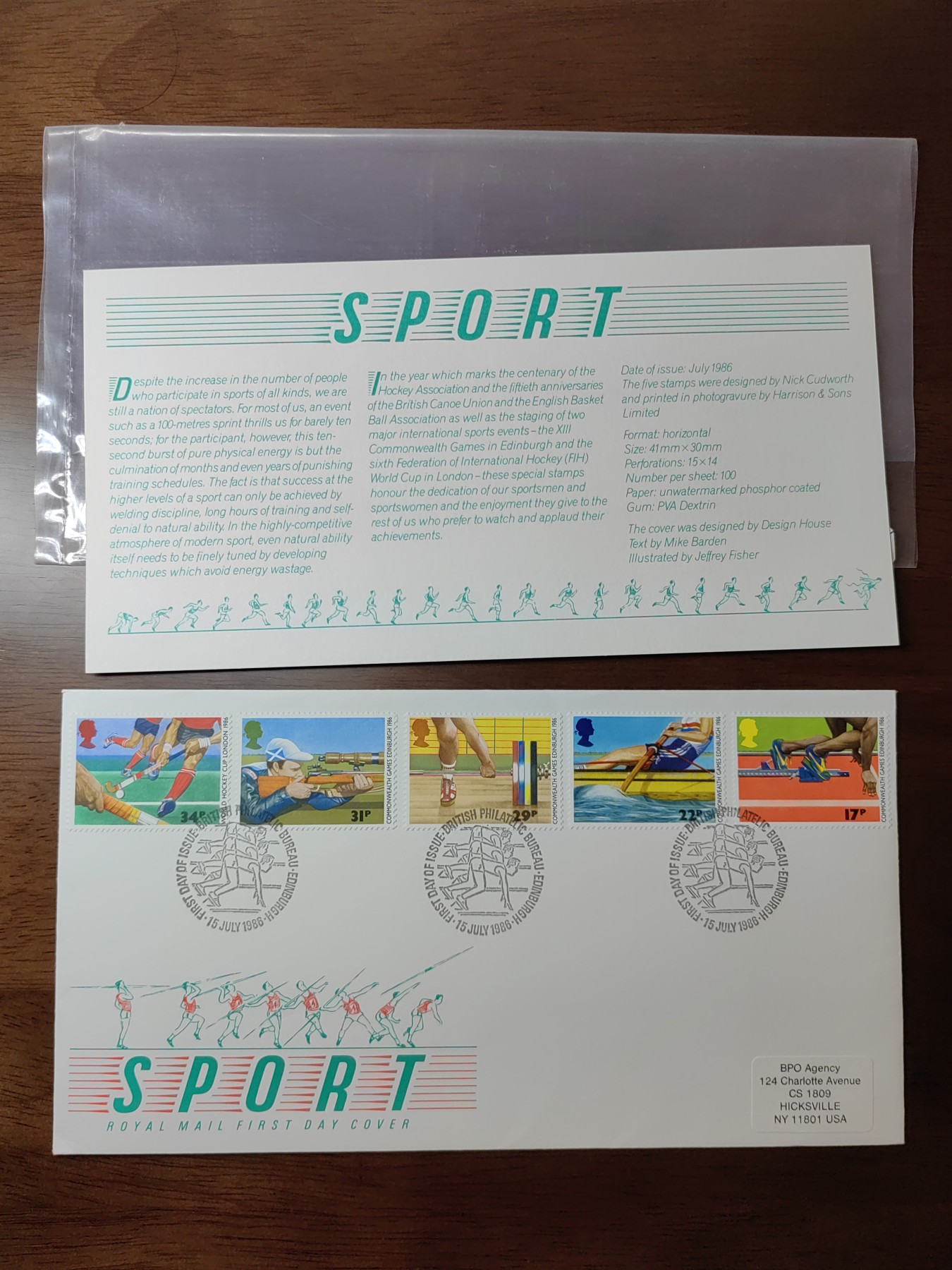 外国邮品精品专场（秒杀）第①②场 英国首日封 1986年 英联邦运动会 射击 举重 短跑 （实寄）