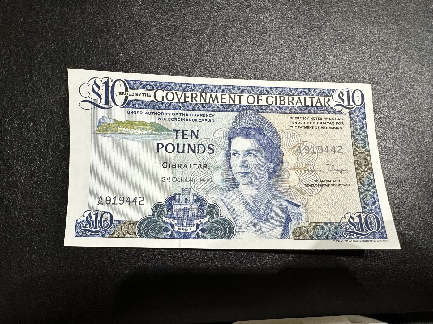 《外钞收藏家》第三百零三期（连拍第二场） 1986年直布罗陀10镑 全新UNC A冠