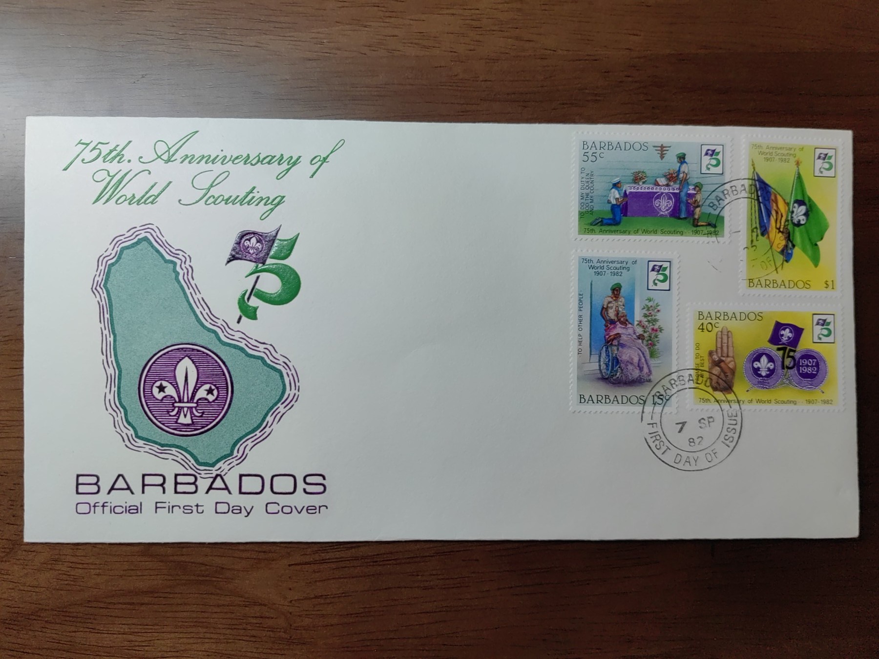外国邮品精品专场（秒杀）第①②场  巴巴多斯 世界童子军运动75周年纪念1907-1982