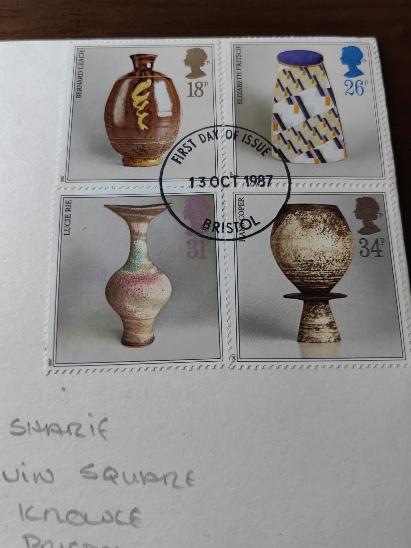 外国邮品精品专场（秒杀）第①②场 英国邮票1987 陶艺艺术 精美陶器作品 （丝绸编织陶器图）