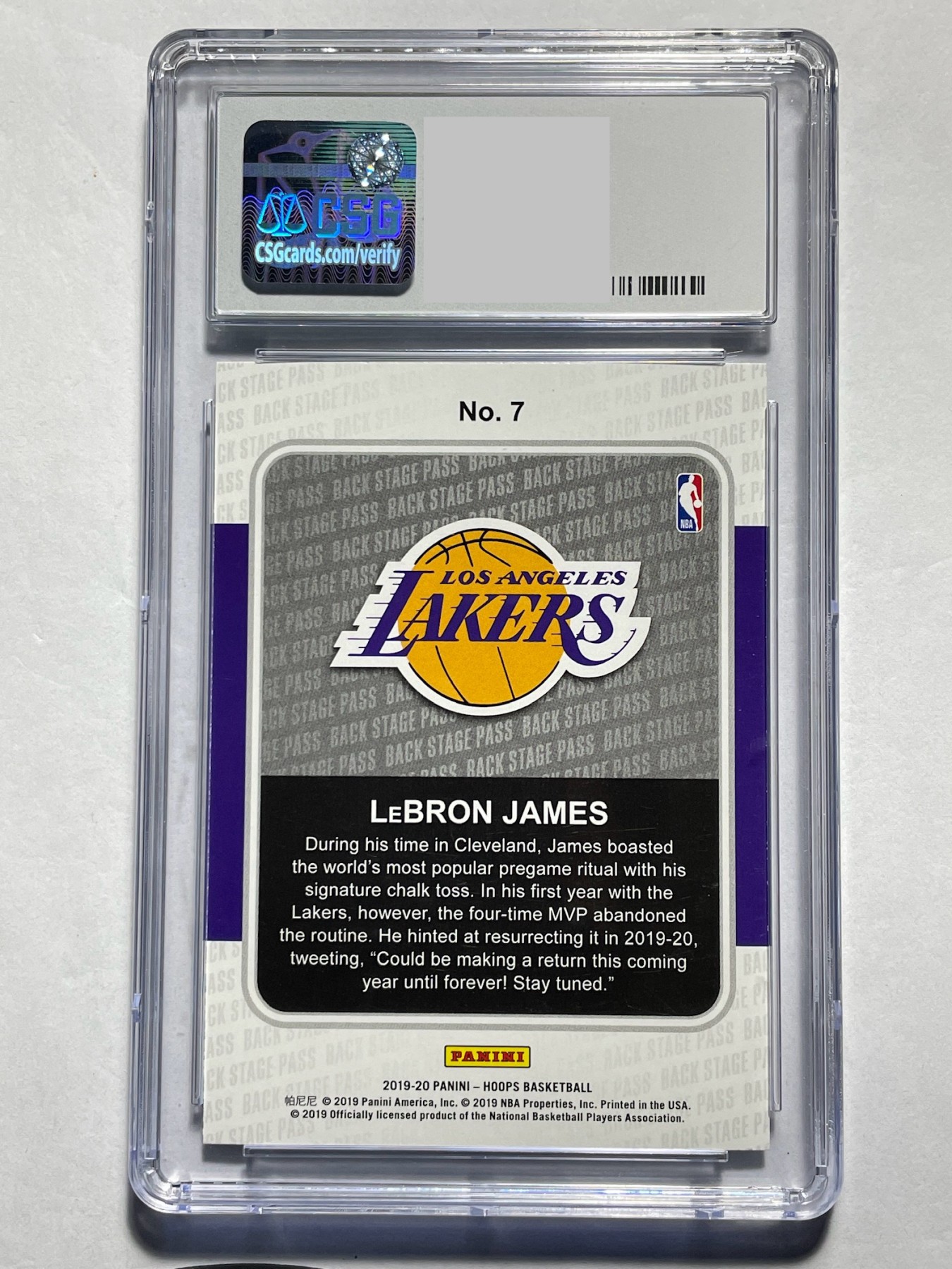 【德藏】·第5期 ·卡牌拍卖 -{ NBA,MLB,WWE···超多亲签卡 } 全场包邮 Panini 2019-20赛季 Hoops 洛杉矶湖人队 勒布朗·詹姆斯 特卡 CSG 9.5