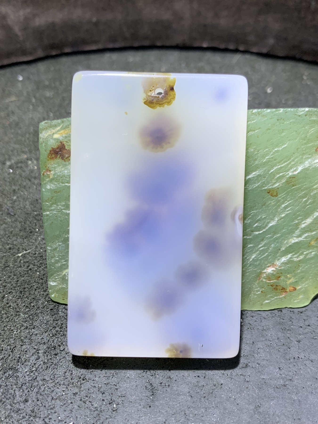 精美高玉化马达加斯加海洋玉髓草花纹牌子一个！