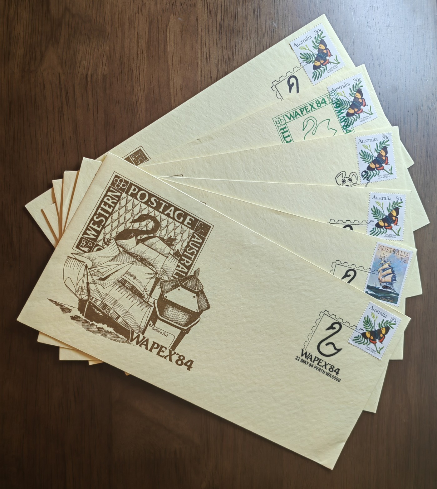 外国邮品精品专场（秒杀）第①②场  1984举行的全国集邮展览（由西澳大利亚州邮票推广委员会及西澳大利亚州集邮协会主办）邮封6件