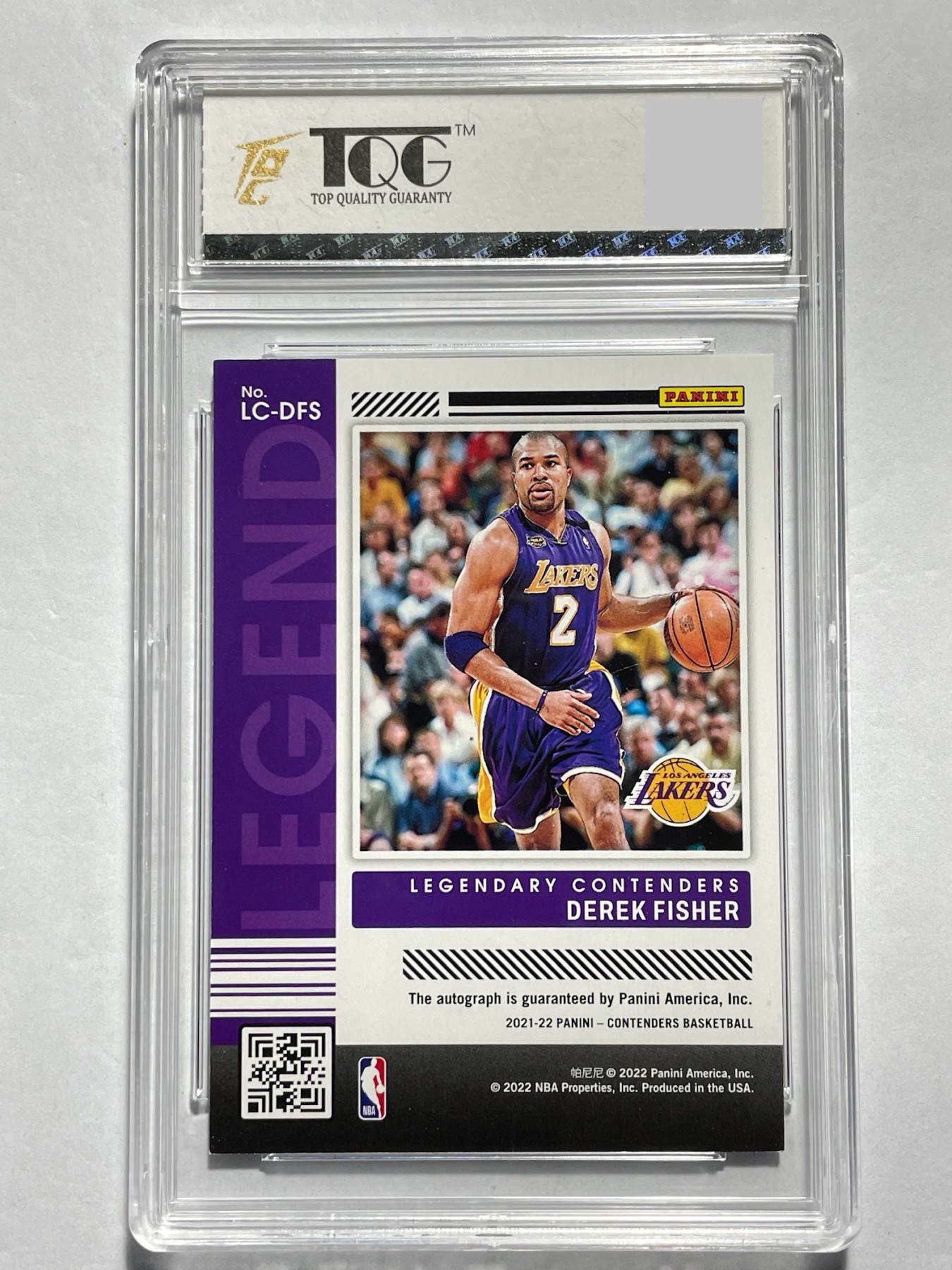 【德藏】·第5期 ·卡牌拍卖 -{ NBA,MLB,WWE···超多亲签卡 } 全场包邮 Panini 2022 球票 湖人队 德里克·费舍尔 25遍 亲签限编卡 TQG 9.5