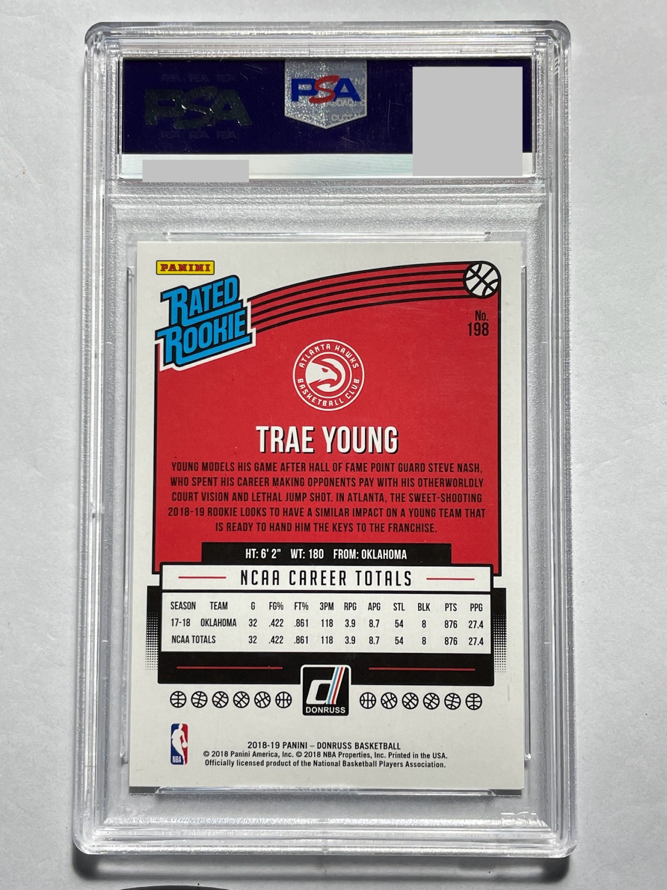 【德藏】·第5期 ·卡牌拍卖 -{ NBA,MLB,WWE···超多亲签卡 } 全场包邮 Panini 2018 Donruss 亚特兰大老鹰队 特雷·杨 新秀 PSA 9