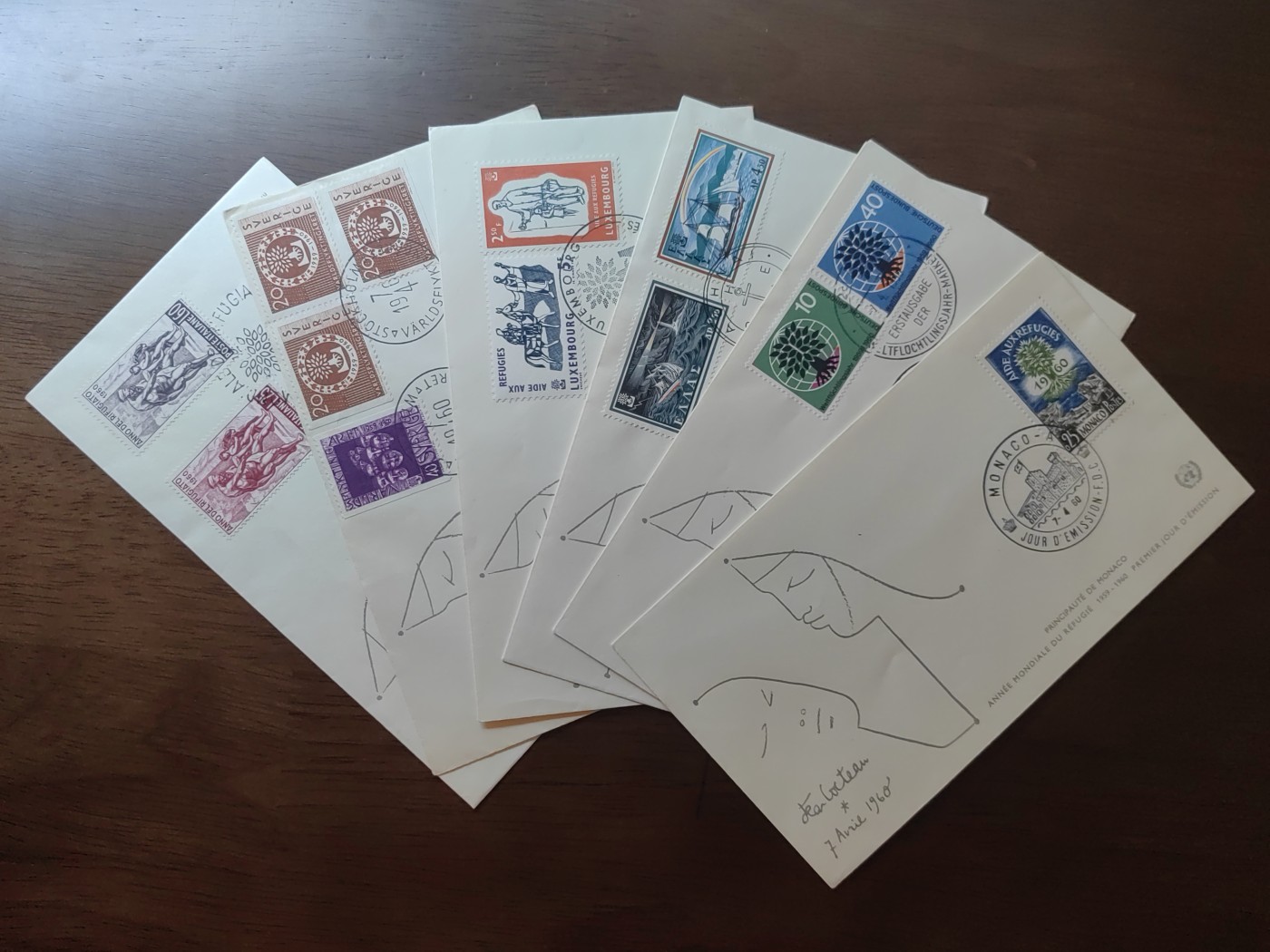 外国邮品精品专场（秒杀）第①②场 1960-4-7国际难民年纪念邮封涉及多个国家（摩洛哥'西德'希腊'卢堡森'瑞典'意大利）6件