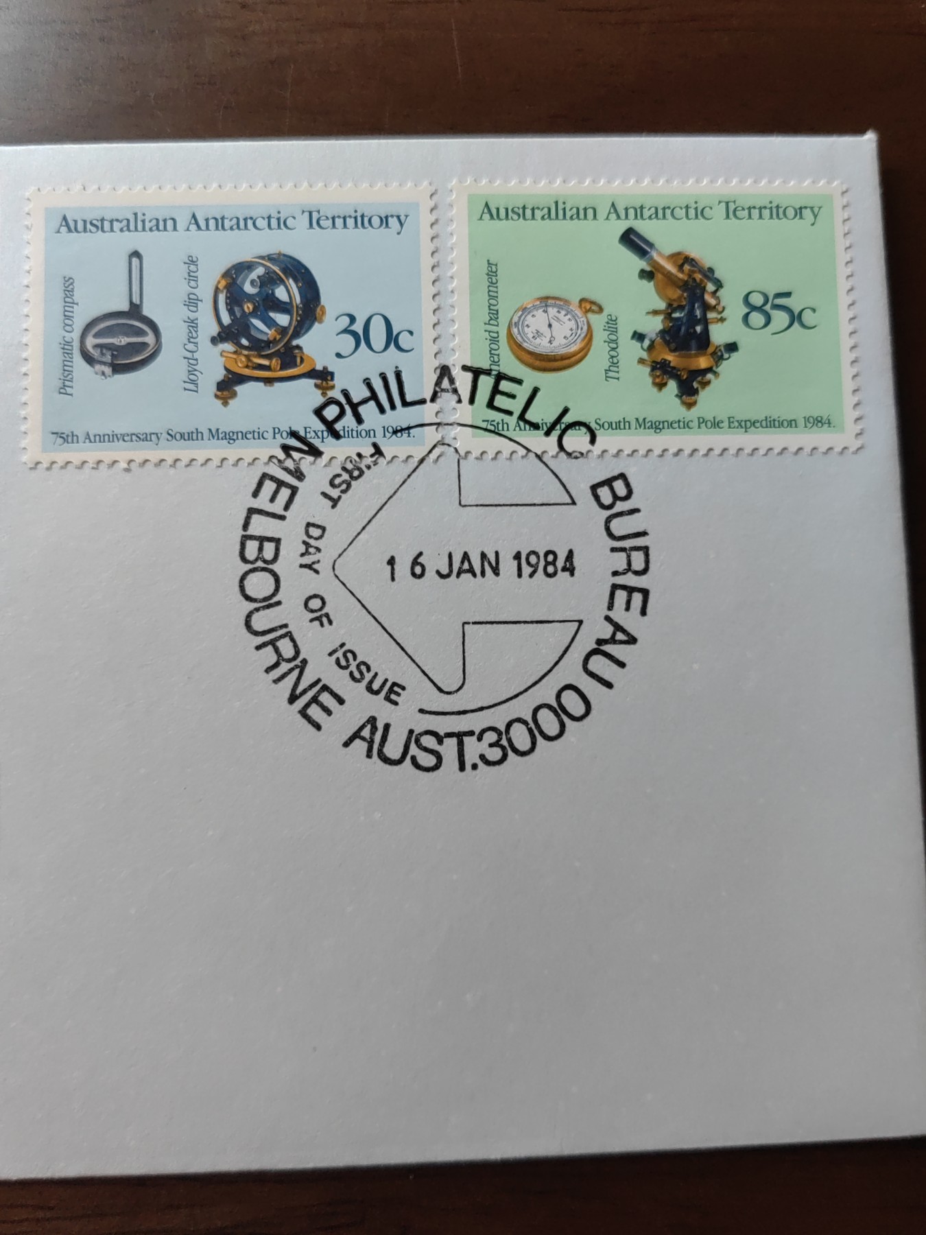 外国邮品精品专场（秒杀）第①②场 澳属 南极领地 1984年 科学考察仪器 指南针 气压计 
