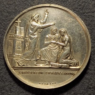 0起1加-纯粹捡漏拍-244双节炸场包邮连拍第八场神圣降临的最强返场 - 法国十九世纪结婚纪念银章未刻字ARGENT银标-配意大利银币盒