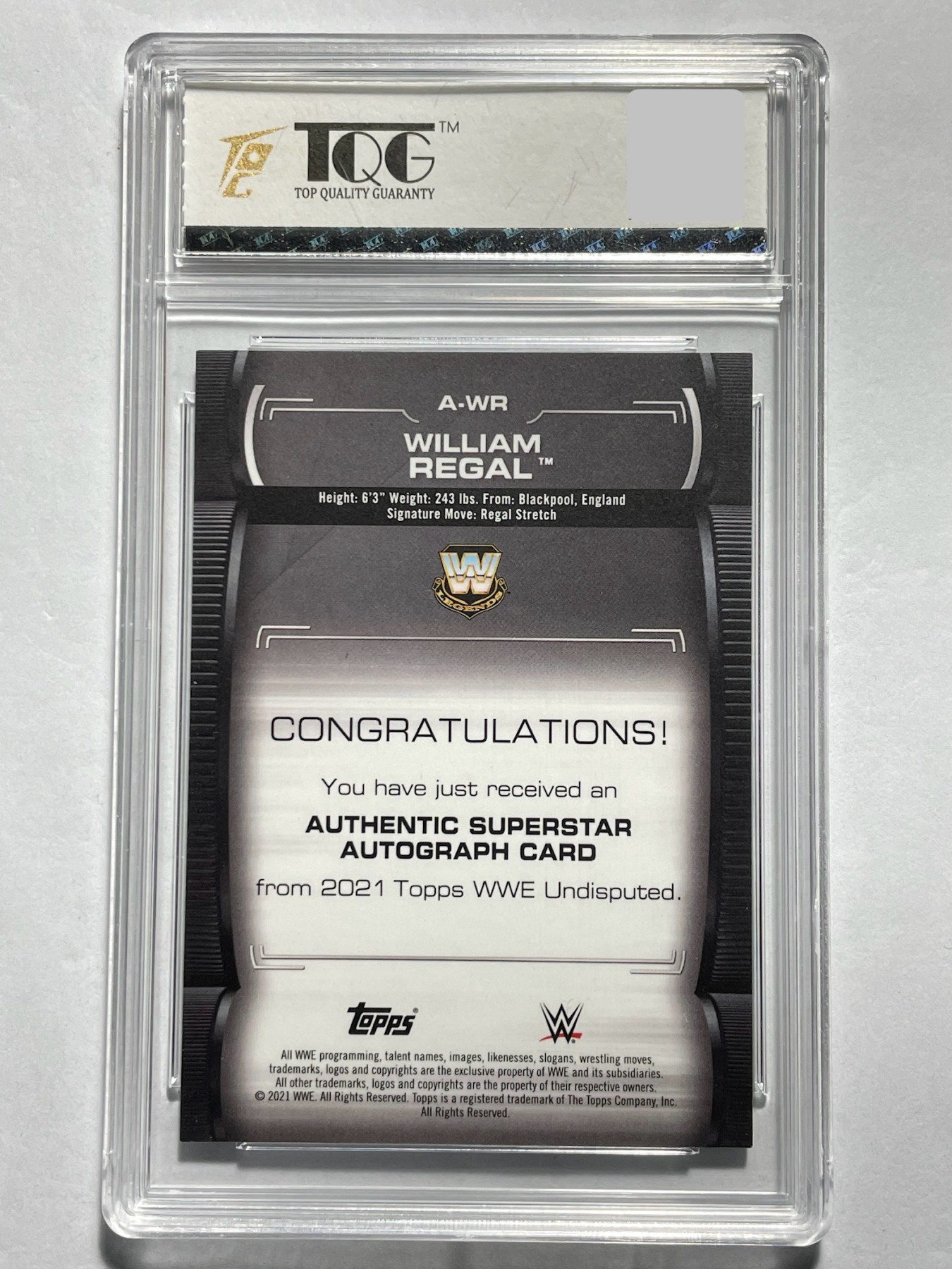 【德藏】·第5期 ·卡牌拍卖 -{ NBA,MLB,WWE···超多亲签卡 } 全场包邮 Topps 2021 WWE WILLIAM REGAL 199编 亲签限编卡 卡签 TQG 9.5 签名10