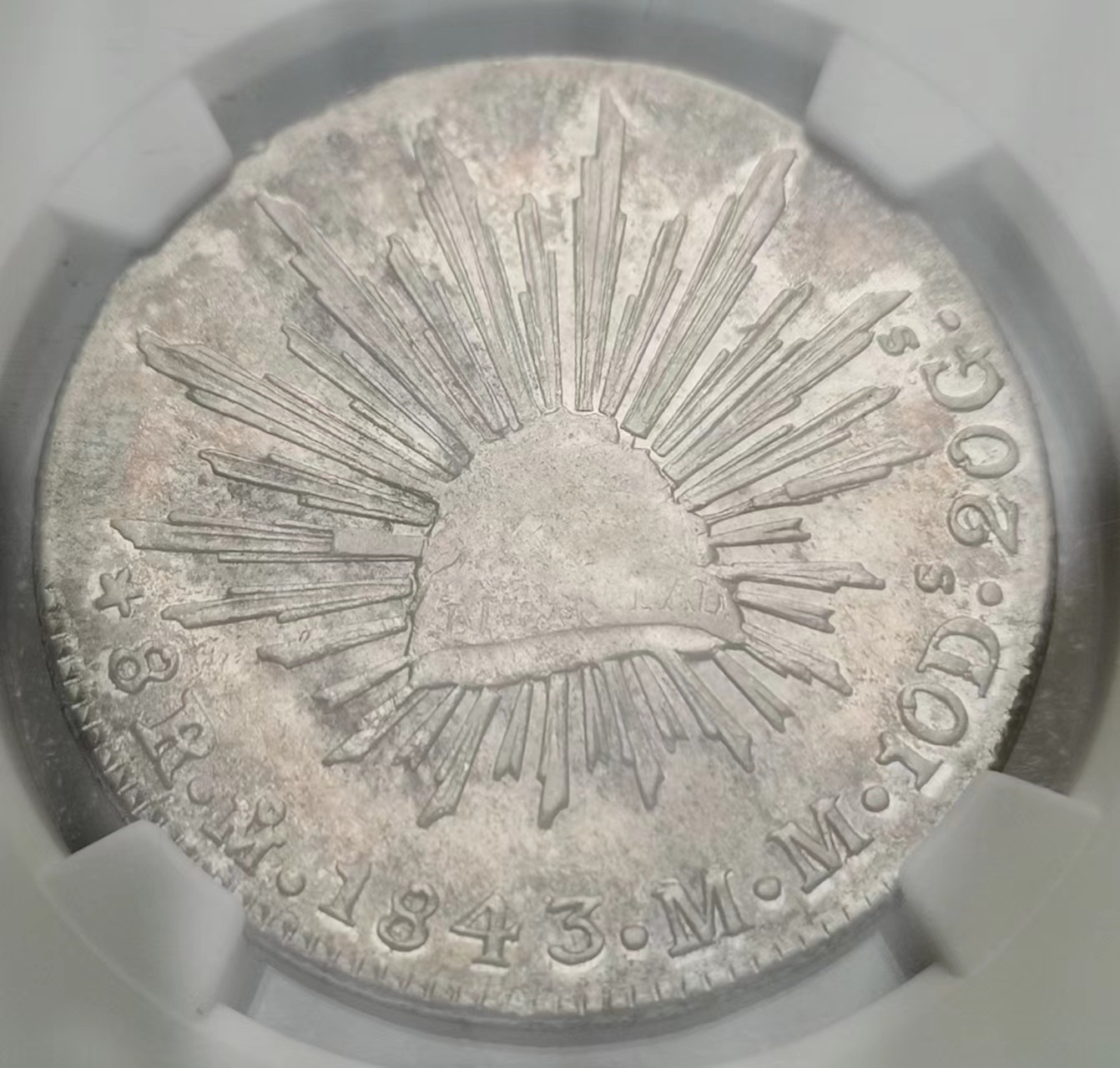 瓶子🏺第112期拍卖会  NGC-AUD墨西哥1843年8里亚尔 少见早期鹰洋