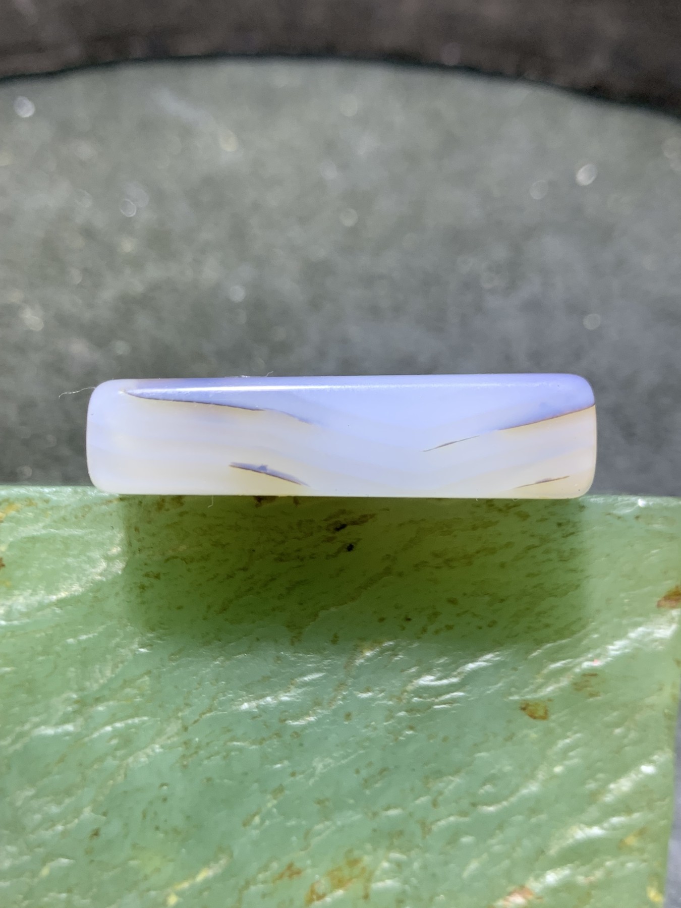 精美高玉化马达加斯加海洋玉髓草花纹牌子一个！