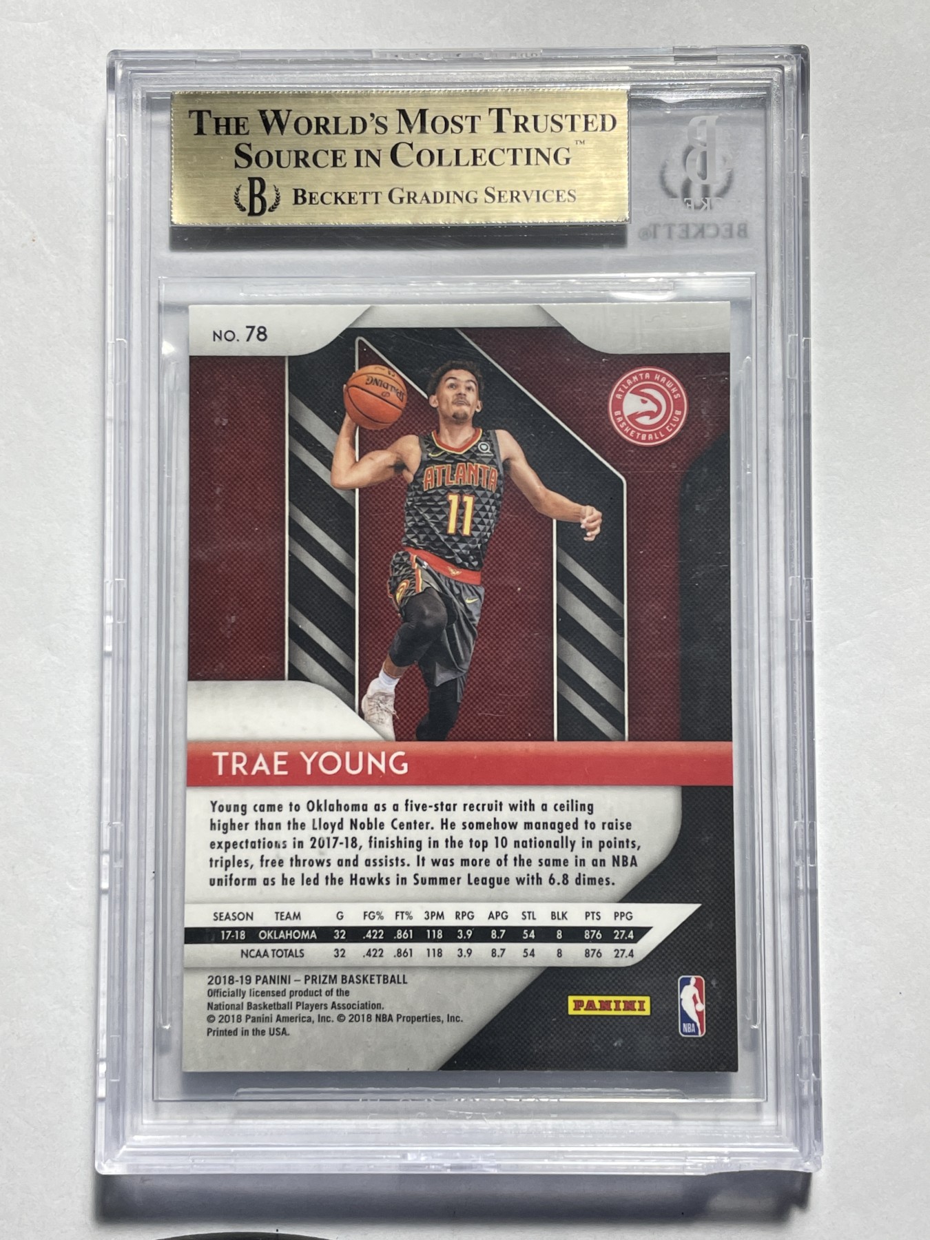 【德藏】·第5期 ·卡牌拍卖 -{ NBA,MLB,WWE···超多亲签卡 } 全场包邮 Panini 2018-19赛季 Prizm 亚特兰大老鹰队 特雷·杨 新秀 BGS 9.5