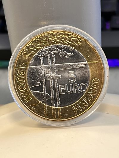 【海寕潮】拍卖第八十五期 - 【海寧潮A】获奖币 芬兰2003年世界冰球锦标赛双金属镶嵌纪念币  2005年克劳斯最佳贸易币 带少见原证书，原价390