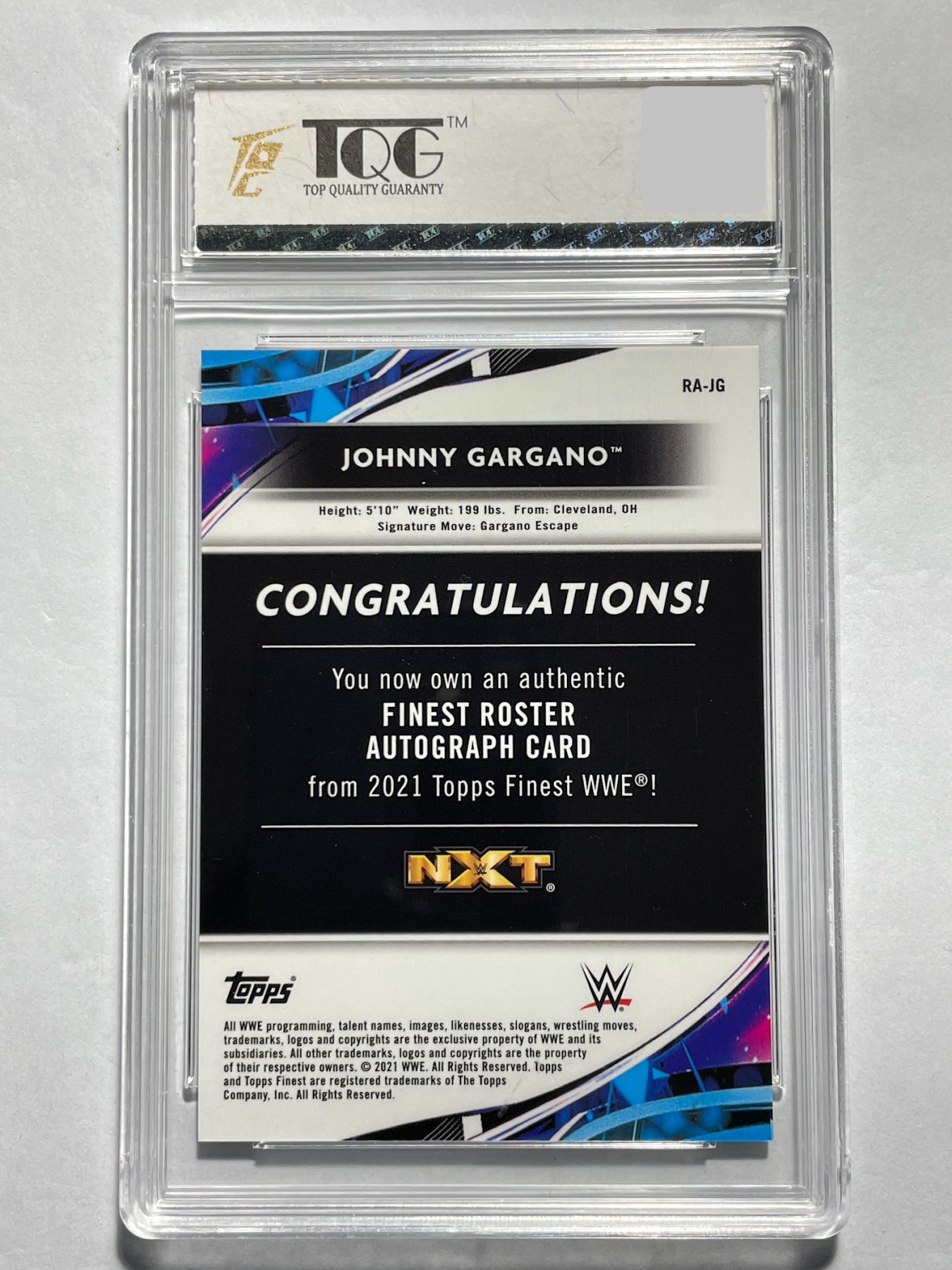 【德藏】·第5期 ·卡牌拍卖 -{ NBA,MLB,WWE···超多亲签卡 } 全场包邮 Topps 2021 WWE JOHNNY GARGANO 亲签卡 卡签 TQG 9.5 签名10