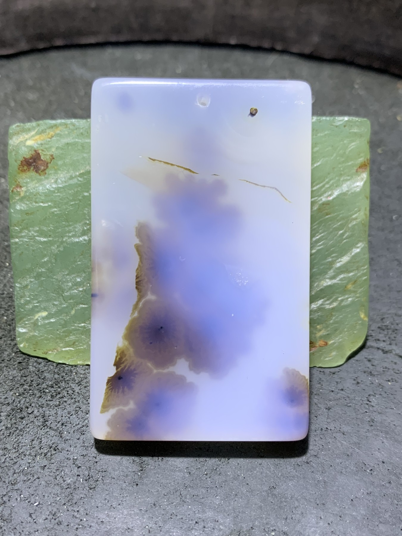 精美高玉化马达加斯加海洋玉髓草花纹牌子一个！