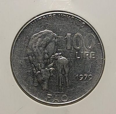 中外普制币、纪念币专场 - 1979年意大利(F·A·0)两只母子牛/谷物女神普制币100里拉