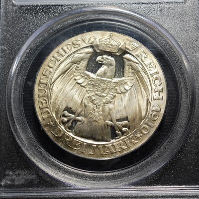 1910年 德国柏林大学3马克 精制 银币 PCGS PR67DCAM 唯一记录冠军分！顶级品相 一步到位 一步到位