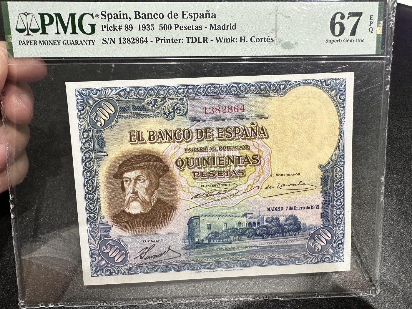 《外钞收藏家》第三百零四期（连拍第三场） 1935年西班牙500比塞塔 PMG67